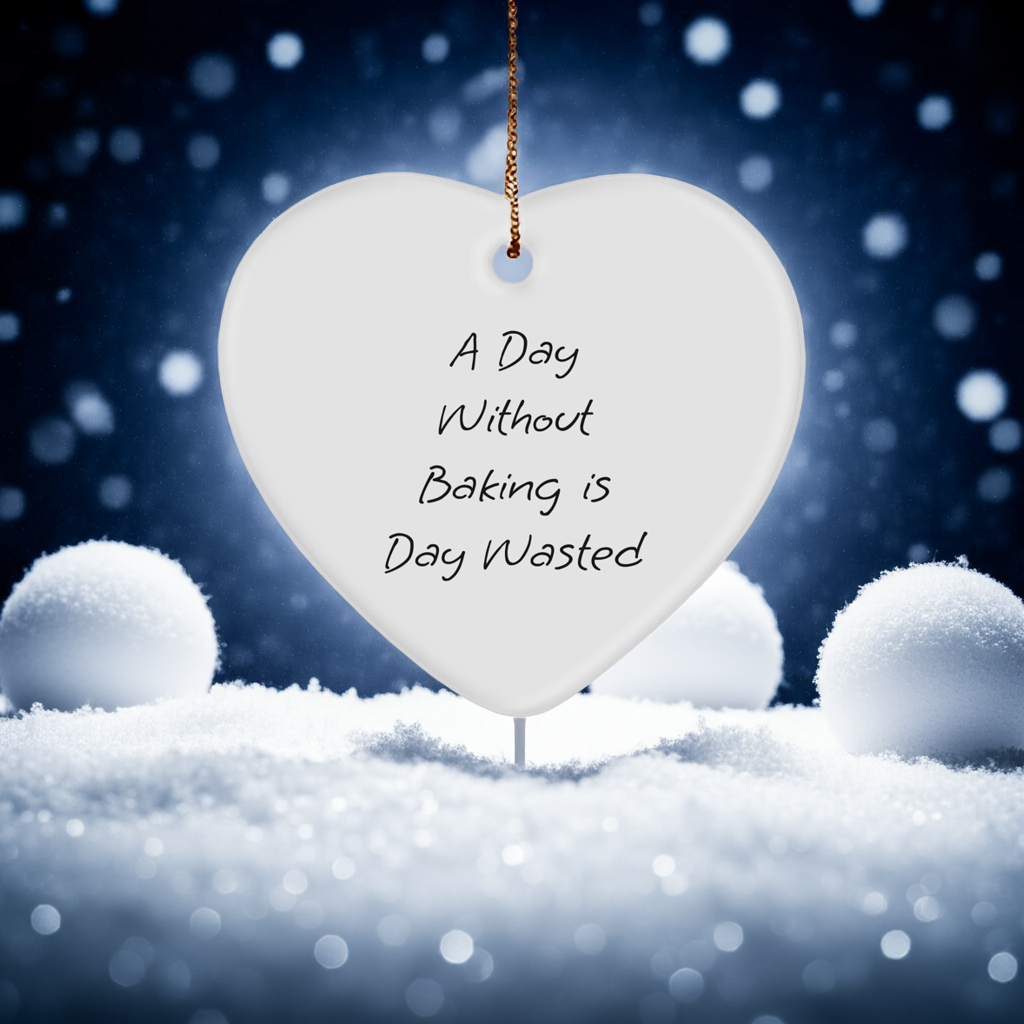 'A Day Without Baking Is Day Wasted' Funny Baking Heart Ornament for Christmas Unique Gifts