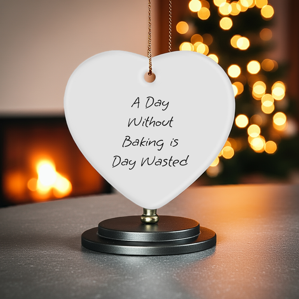 'A Day Without Baking Is Day Wasted' Funny Baking Heart Ornament for Christmas Unique Gifts
