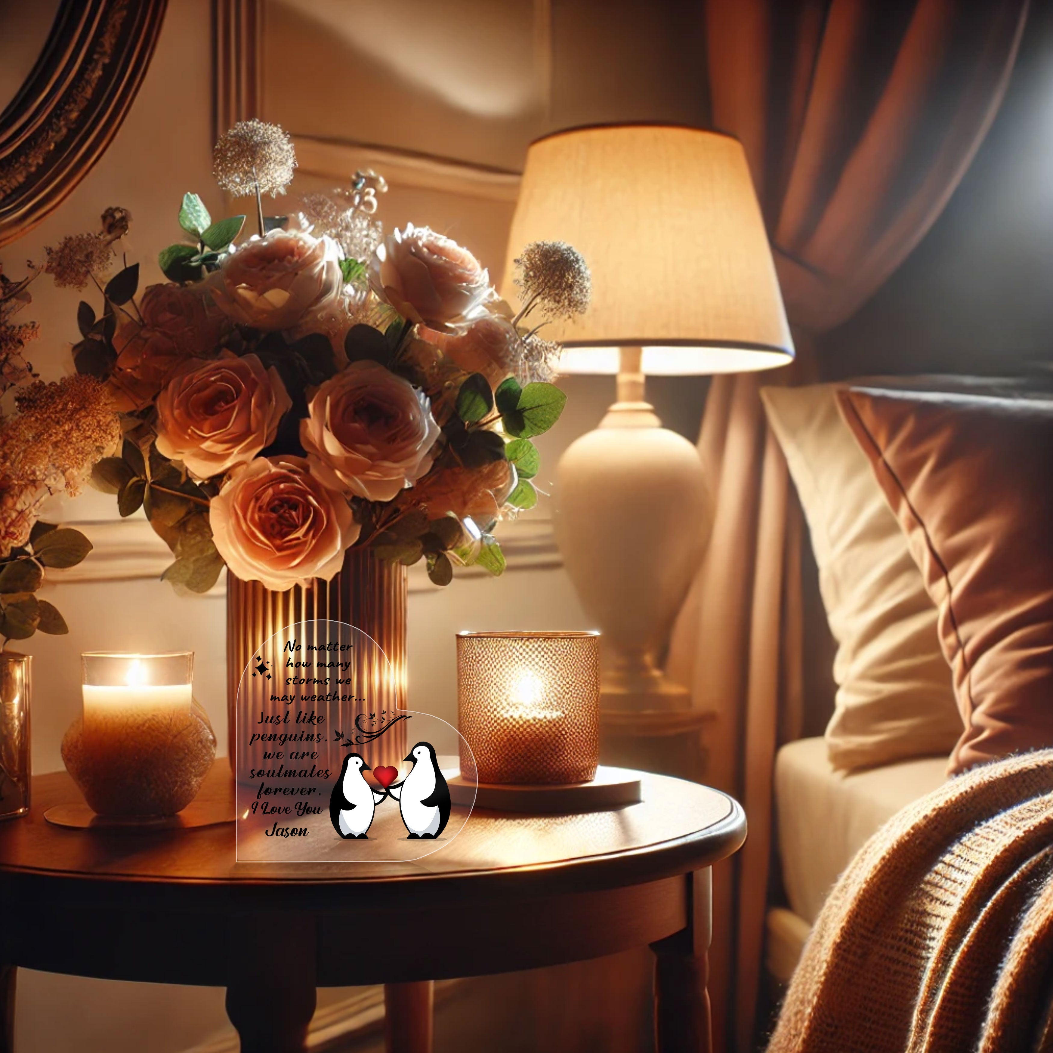 Soulmates Forever - Personalized Heart-Shaped Acrylic Plaque – A Timeless Love Keepsake - Mallard Moon Gift Shop