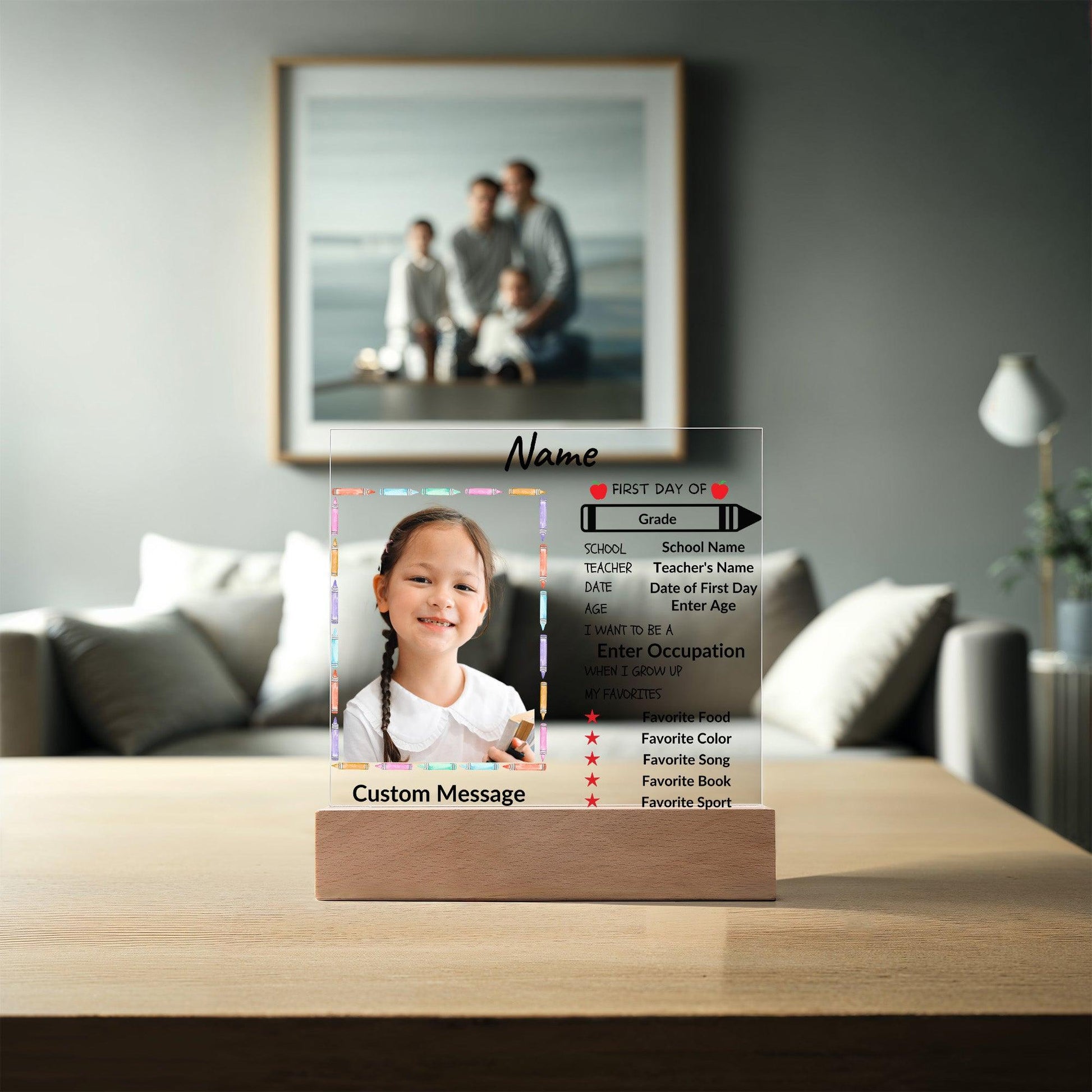 First Day of School Personalized Photo Acrylic Keepsake Plaque - Mallard Moon Gift Shop