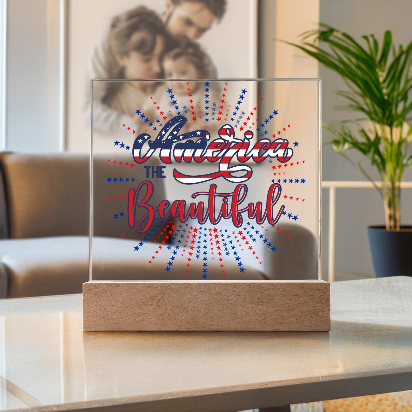 America the Beautiful Patriotic Acrylic Plaque - Mallard Moon Gift Shop