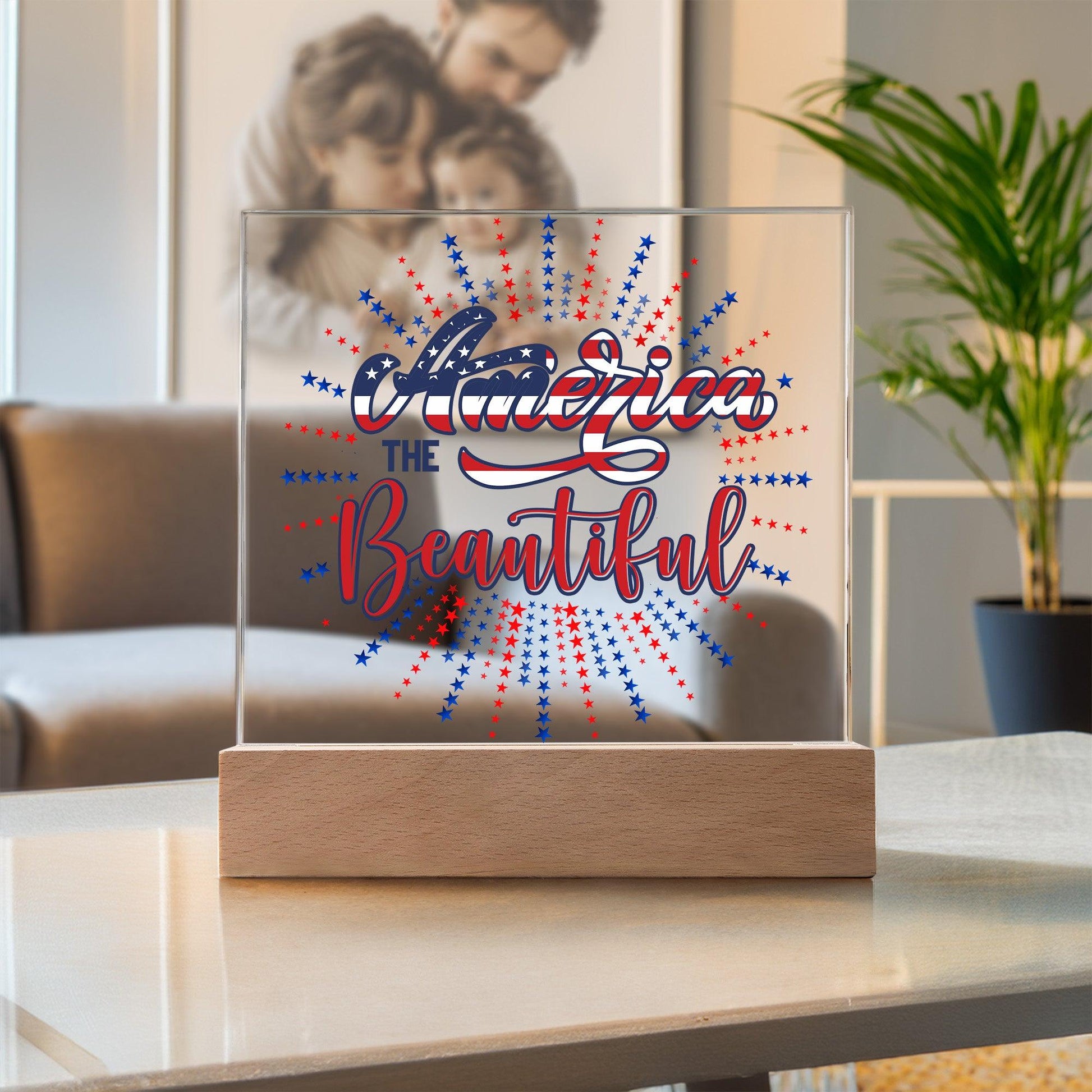 America the Beautiful Patriotic Acrylic Plaque - Mallard Moon Gift Shop