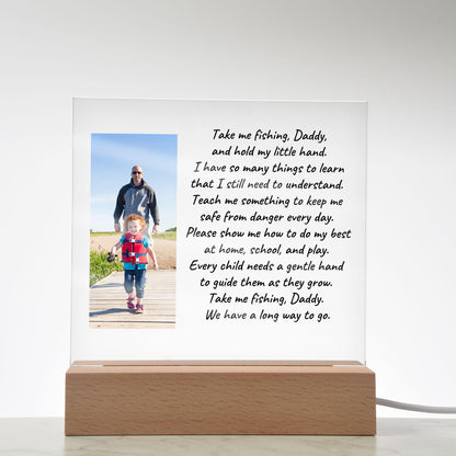 Take Me Fishing Daddy Photo Upload Personalized Acrylic Plaque - Mallard Moon Gift Shop
