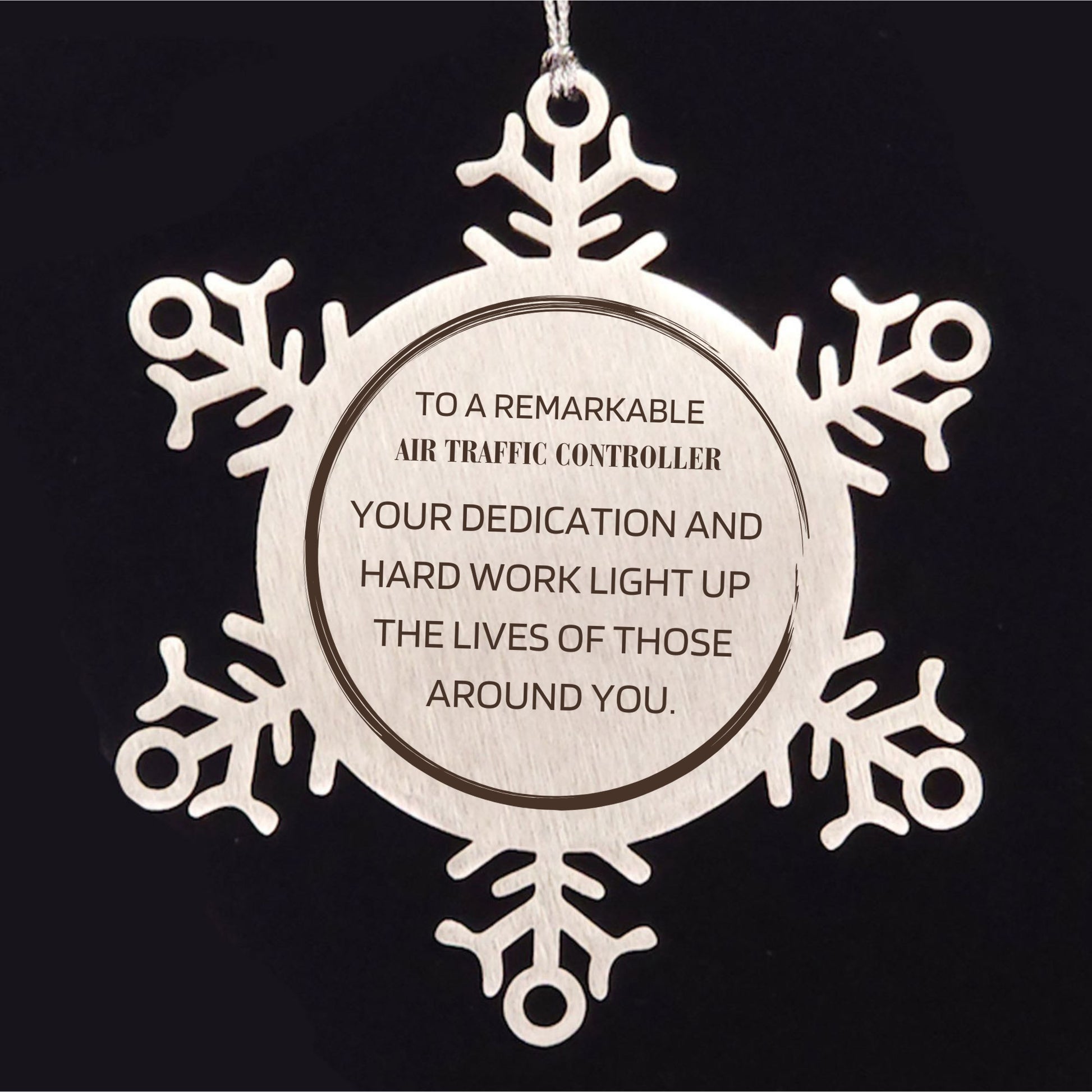 Air Traffic Controller Snowflake Ornament – Stainless Steel Christmas Decoration – Aviation Appreciation Gift – Durable, Shatterproof Holiday Keepsake
