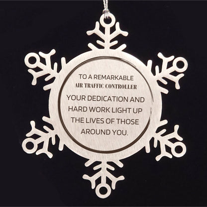 Air Traffic Controller Snowflake Ornament – Stainless Steel Christmas Decoration – Aviation Appreciation Gift – Durable, Shatterproof Holiday Keepsake