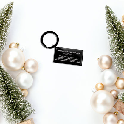 Air Traffic Controller Appreciation Keychain - Engraved Black Stainless-Steel Gift for ATC Professionals, Pilots & Aviation Enthusiasts - Mallard Moon Gift Shop