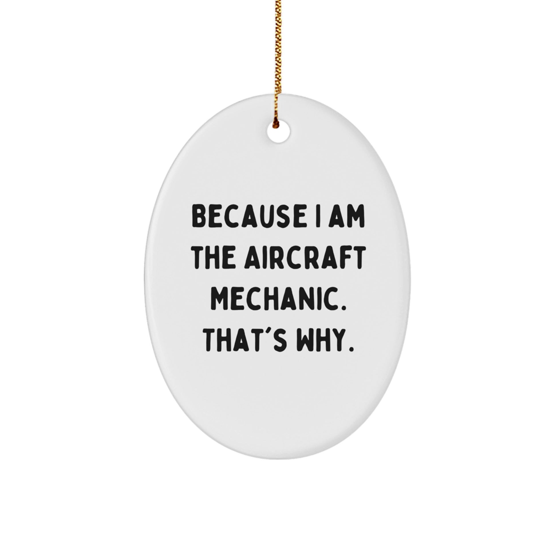 Aircraft Mechanic Gifts from Friends for Christmas Oval Ornament Quote Because I Am - Unique Presents for Men