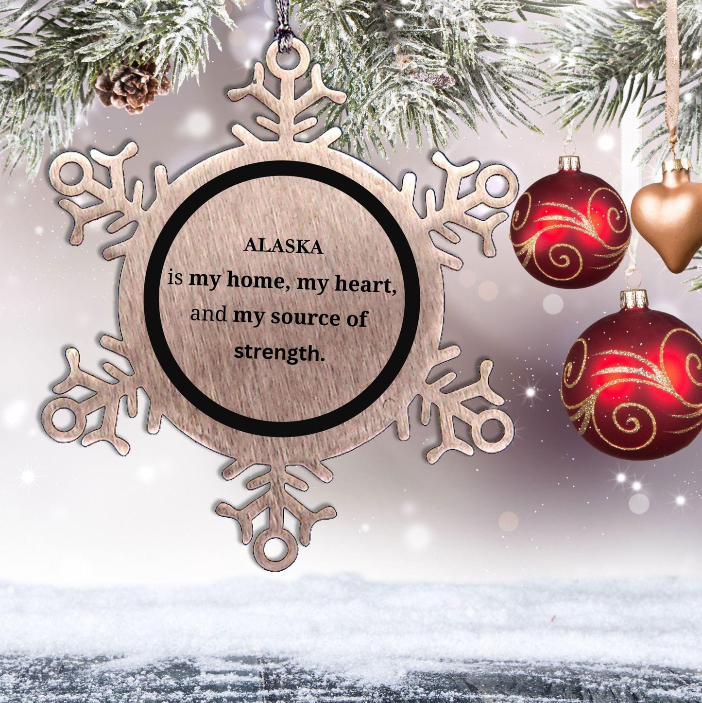 Alaska is my home Gifts, Lovely Alaska Birthday Christmas Snowflake Ornament For People from Alaska, Men, Women, Friends