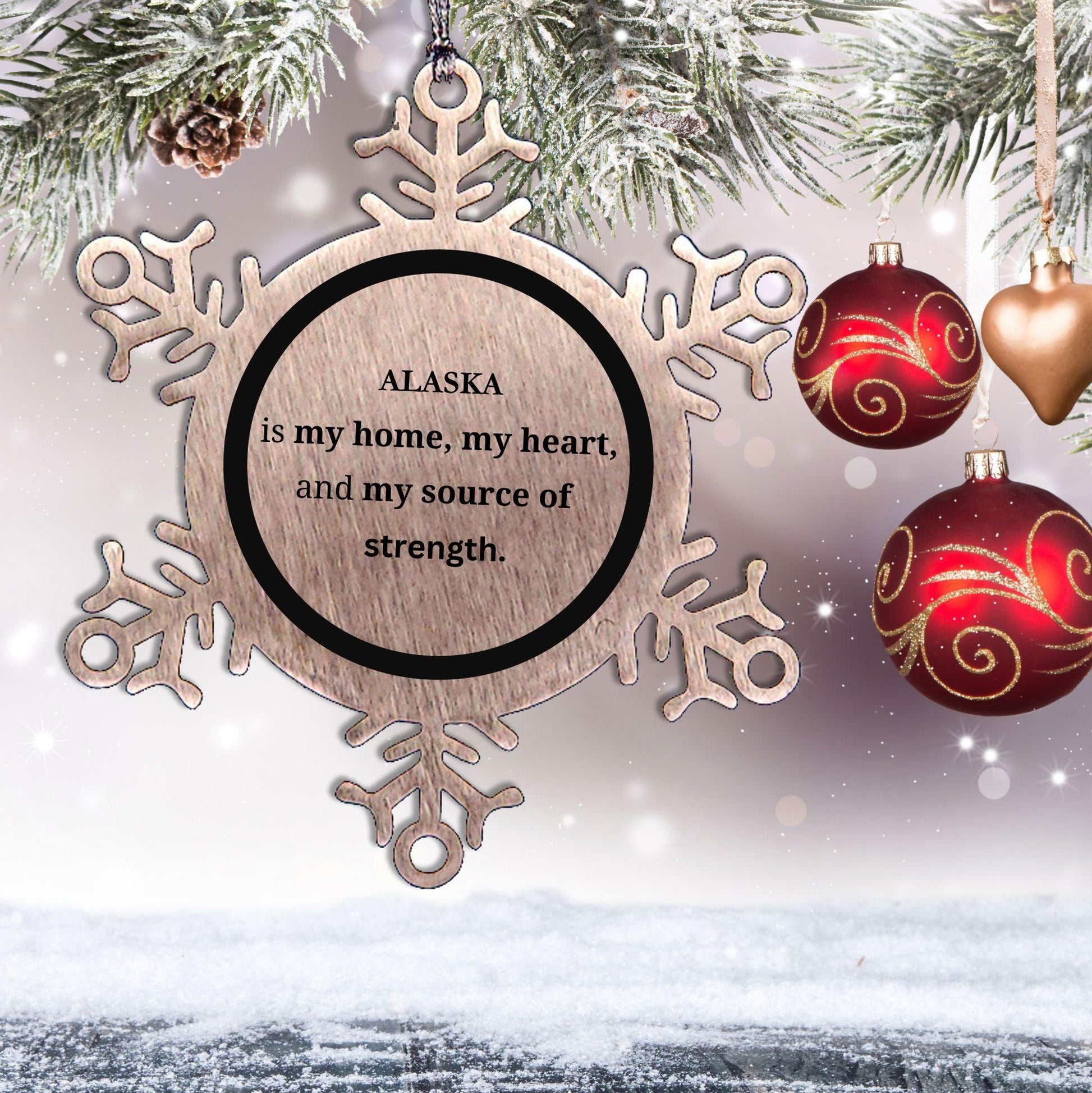 Alaska is my home Gifts, Lovely Alaska Birthday Christmas Snowflake Ornament For People from Alaska, Men, Women, Friends