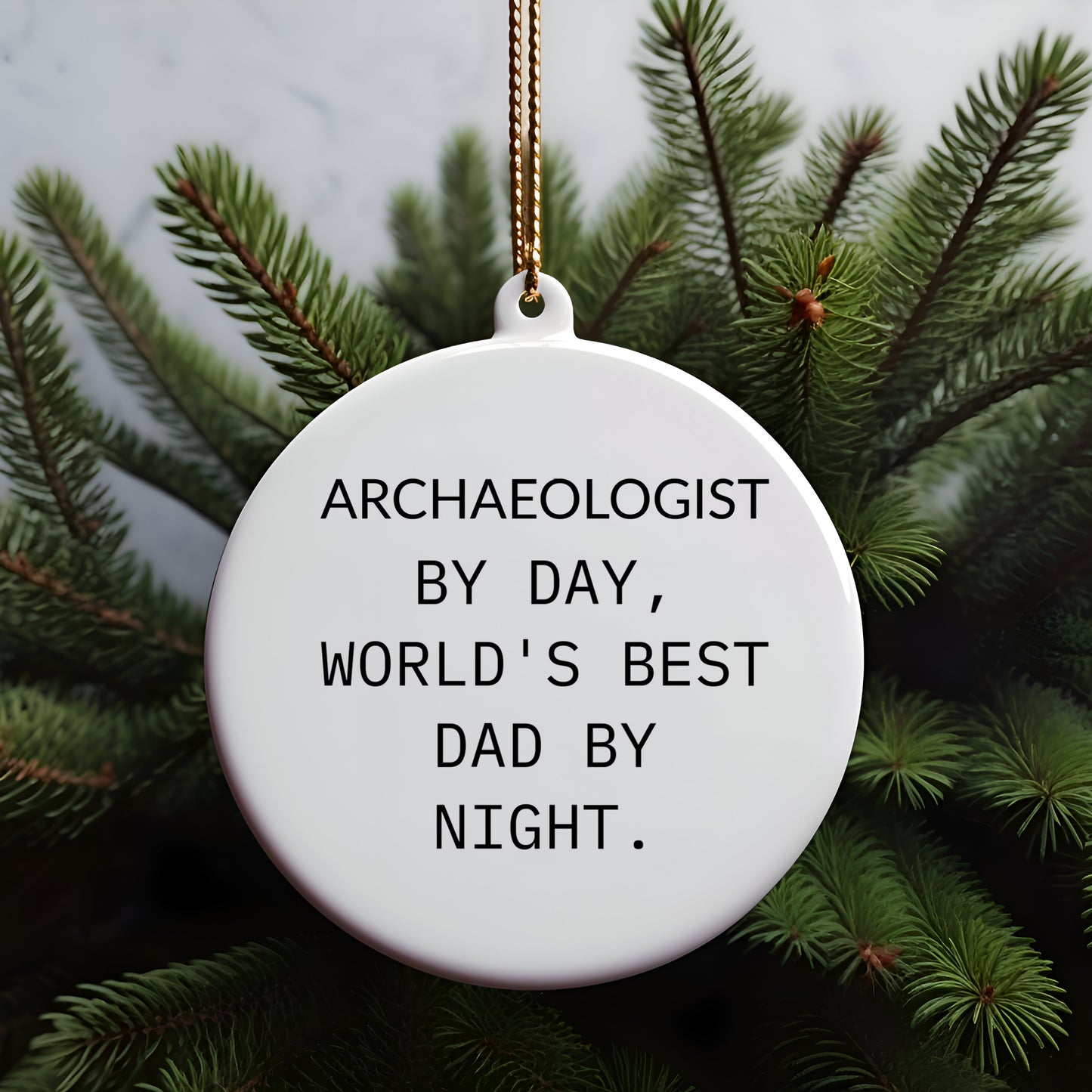 Archaeologist Gifts from Men - Funny Circle Ornament, 'Archaeologist By Day, World's Best Dad By Night.' - Christmas Unique Gifts for Family