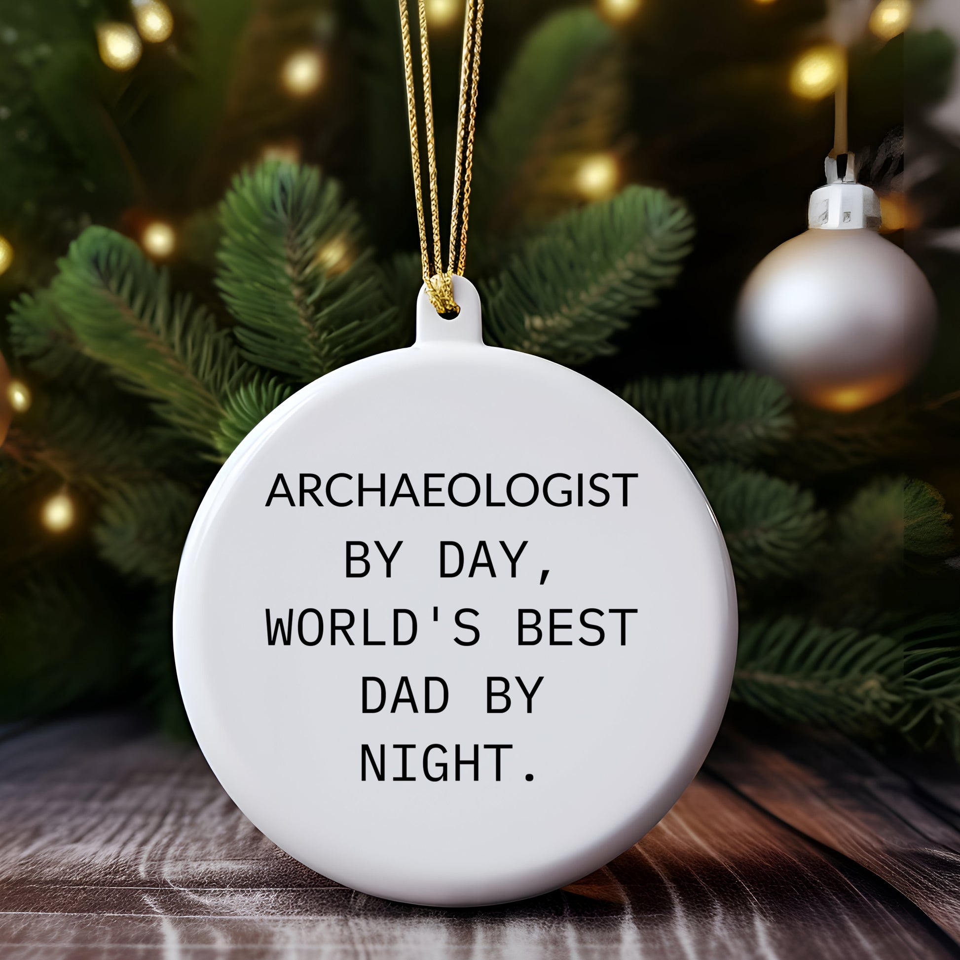 Archaeologist Gifts from Men - Funny Circle Ornament, 'Archaeologist By Day, World's Best Dad By Night.' - Christmas Unique Gifts for Family
