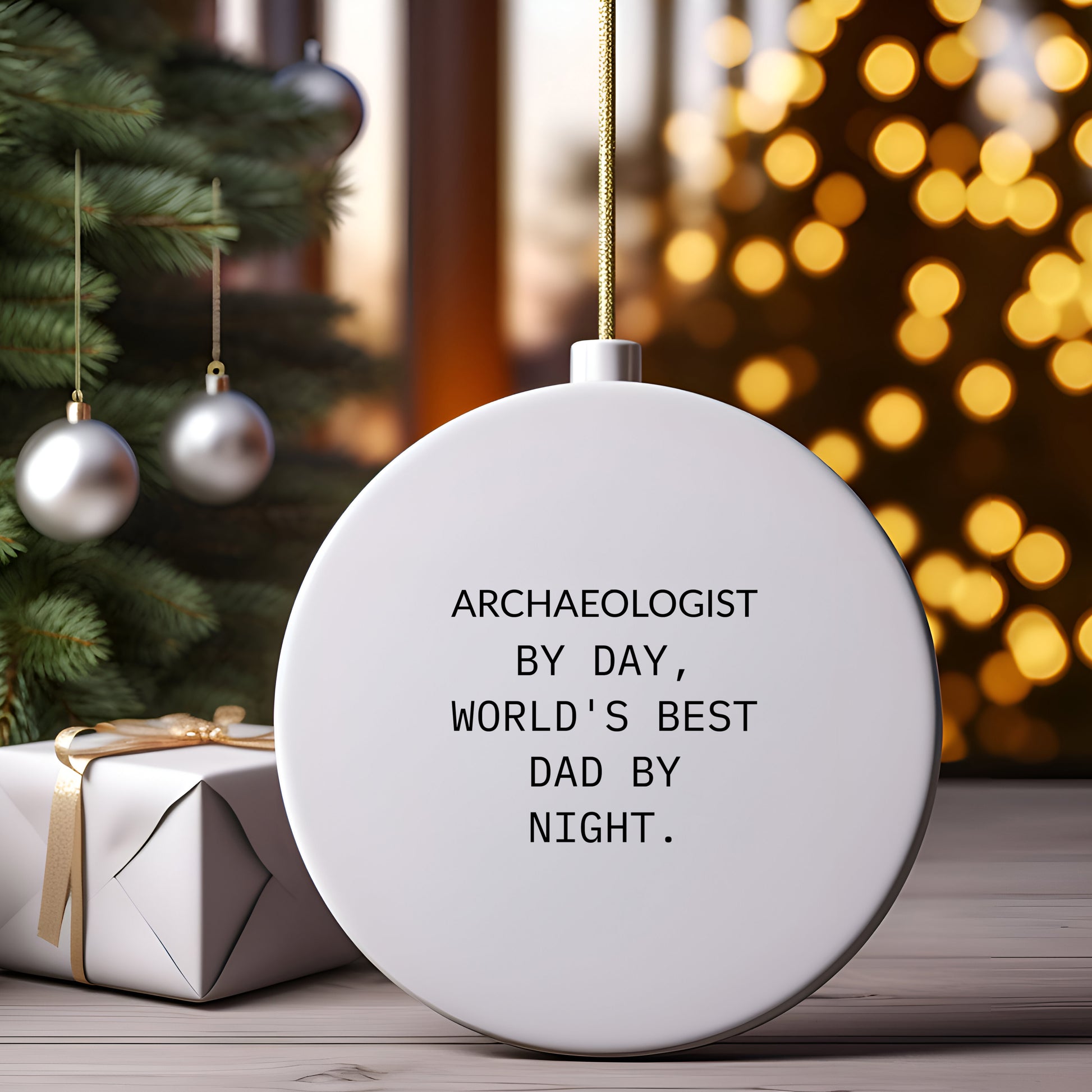 Archaeologist Gifts from Men - Funny Circle Ornament, 'Archaeologist By Day, World's Best Dad By Night.' - Christmas Unique Gifts for Family