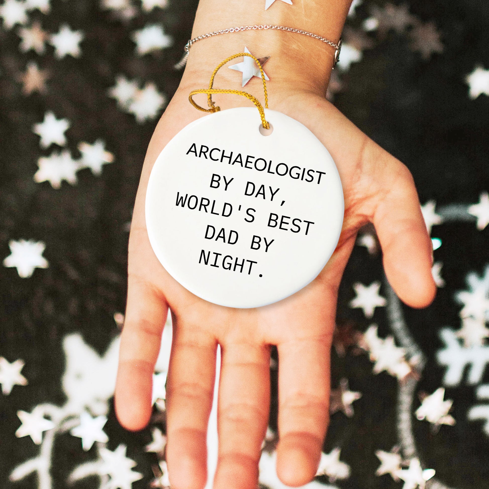 Archaeologist Gifts from Men - Funny Circle Ornament, 'Archaeologist By Day, World's Best Dad By Night.' - Christmas Unique Gifts for Family