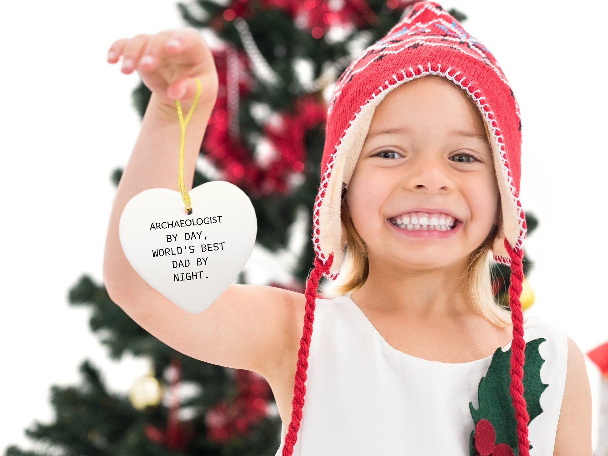 Archaeologists by Day, Dad by Night Heart Ornament Funny Quote for Christmas