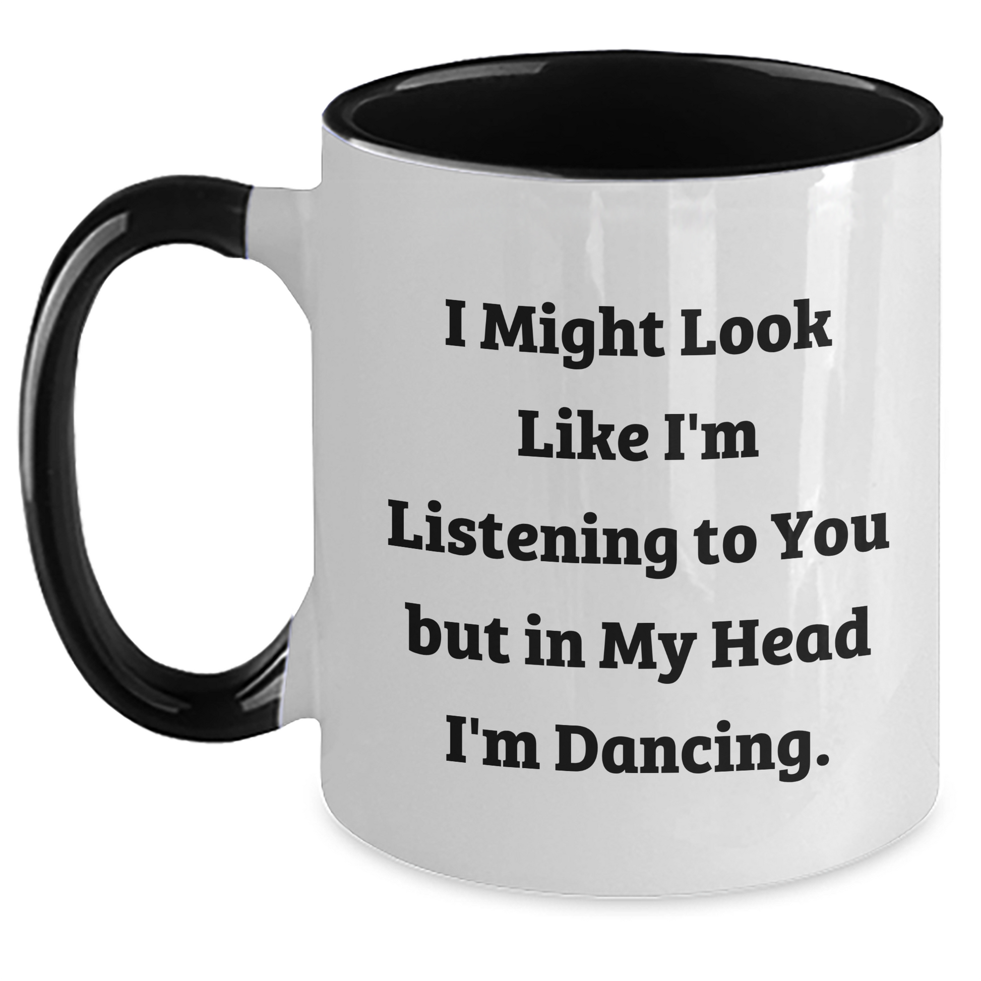 Funny Dancing Gifts from Friends to Men, Unique Two Tone Coffee Mug for Dancing Enthusiasts, In Their Head I'm Dancing Quote, Father's Day Unique Gifts for Him - Main