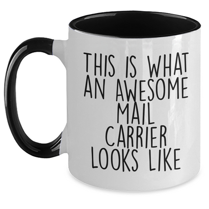 Funny Mail Carrier Gifts from Men - This Is What An Awesome Mail Carrier Looks Like Two Tone Coffee Mug for Father's Day - Main