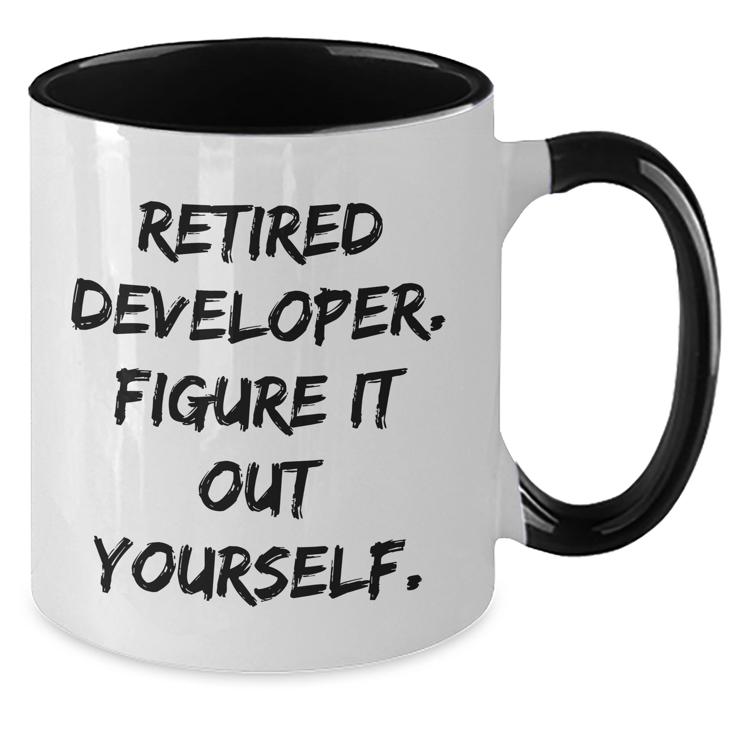 Funny Developer Gifts: 'Retired Developer. Figure It Out Yourself.' Two Tone Coffee Mug for Mom's Day from Family - Additional