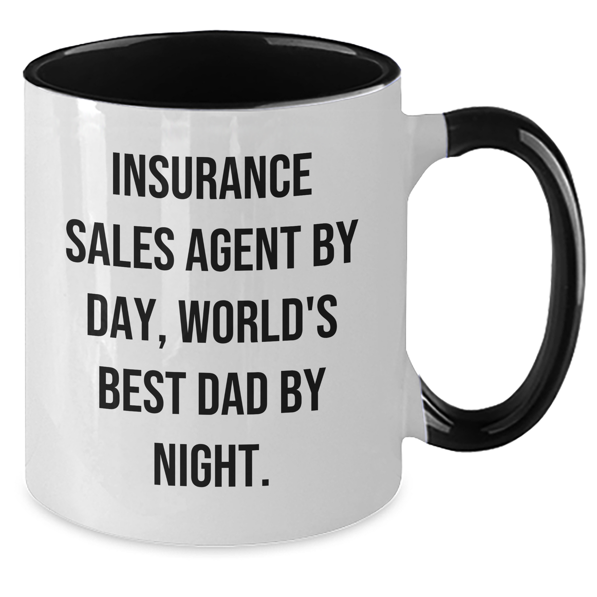 Insurance Sales Agent Funny Mug Gifts from Men Friends Family, Two Tone Coffee Mug for Insurance Sales Agent By Day, World's Best Dad By Night. - Additional