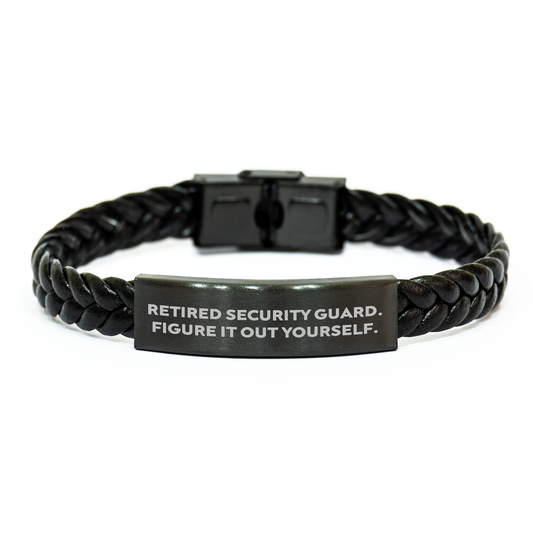 Security Guard Gifts - Retired Security Guard Quote - Interlaced Leather Bracelet, Gifts from Men to Security Guard, Mother's Day Unique Presents - Image 1