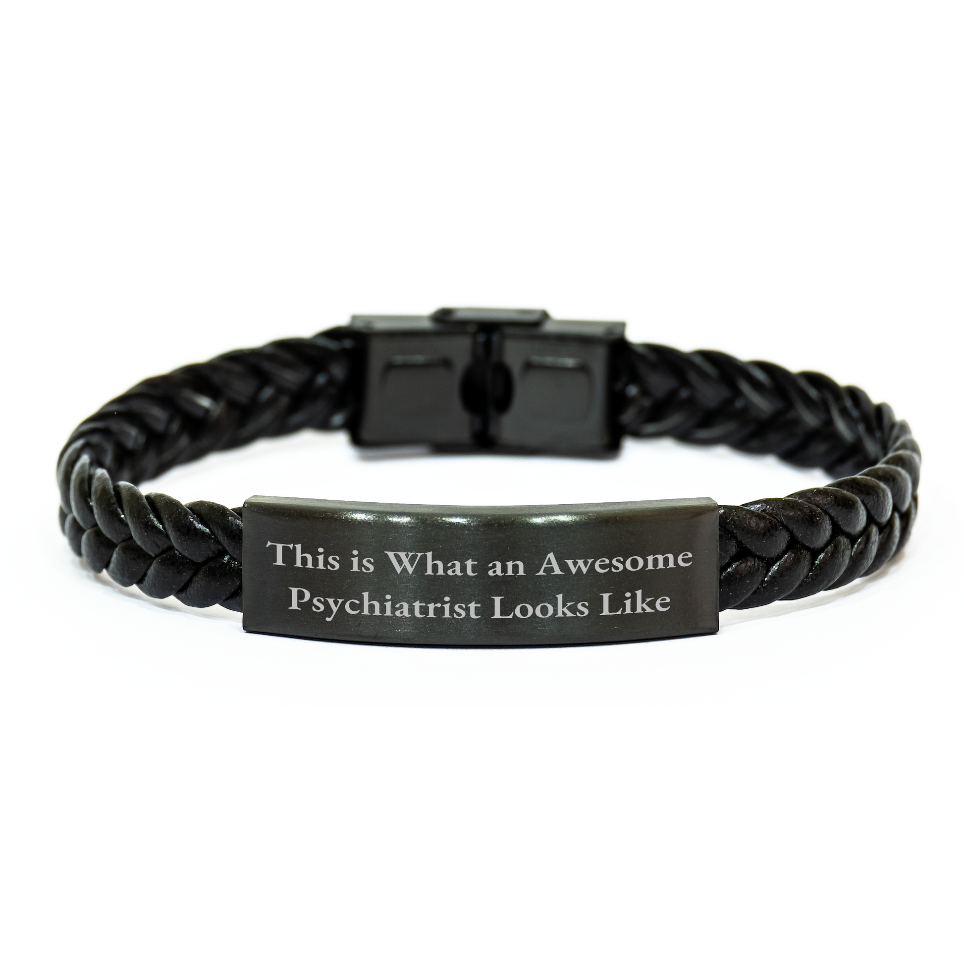Funny Quotes for Psychiatrist Gifts, Interlaced Leather Bracelet, Father's Day Unique Gifts from Men, Gifts for Psychiatrist - Image 1