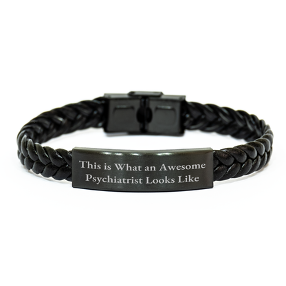 Funny Quotes for Psychiatrist Gifts, Interlaced Leather Bracelet, Father's Day Unique Gifts from Men, Gifts for Psychiatrist - Image 1