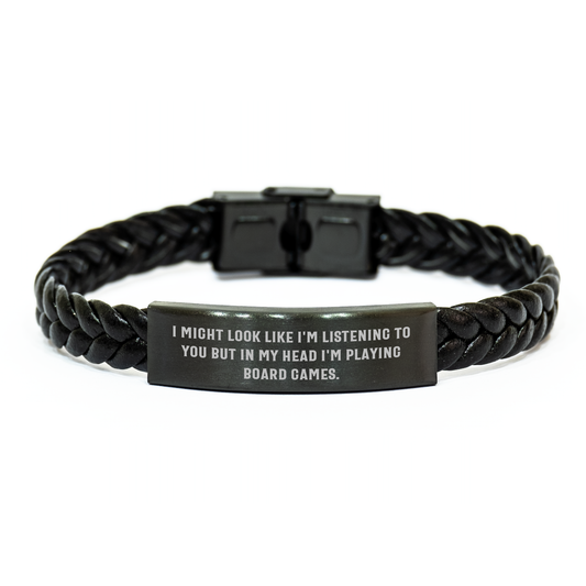 Funny Board Games Quote Interlaced Leather Bracelet Gifts for Men from Family - Father's Day Unique Presents - Image 1