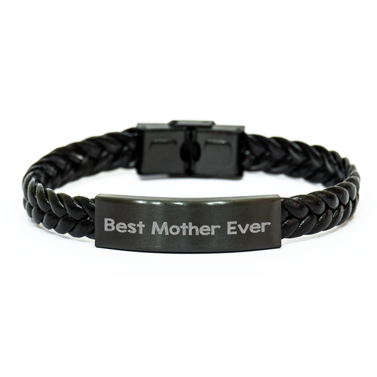 Funny Best Mother Ever Interlaced Leather Bracelet Gifts for Mother from Family - Image 1