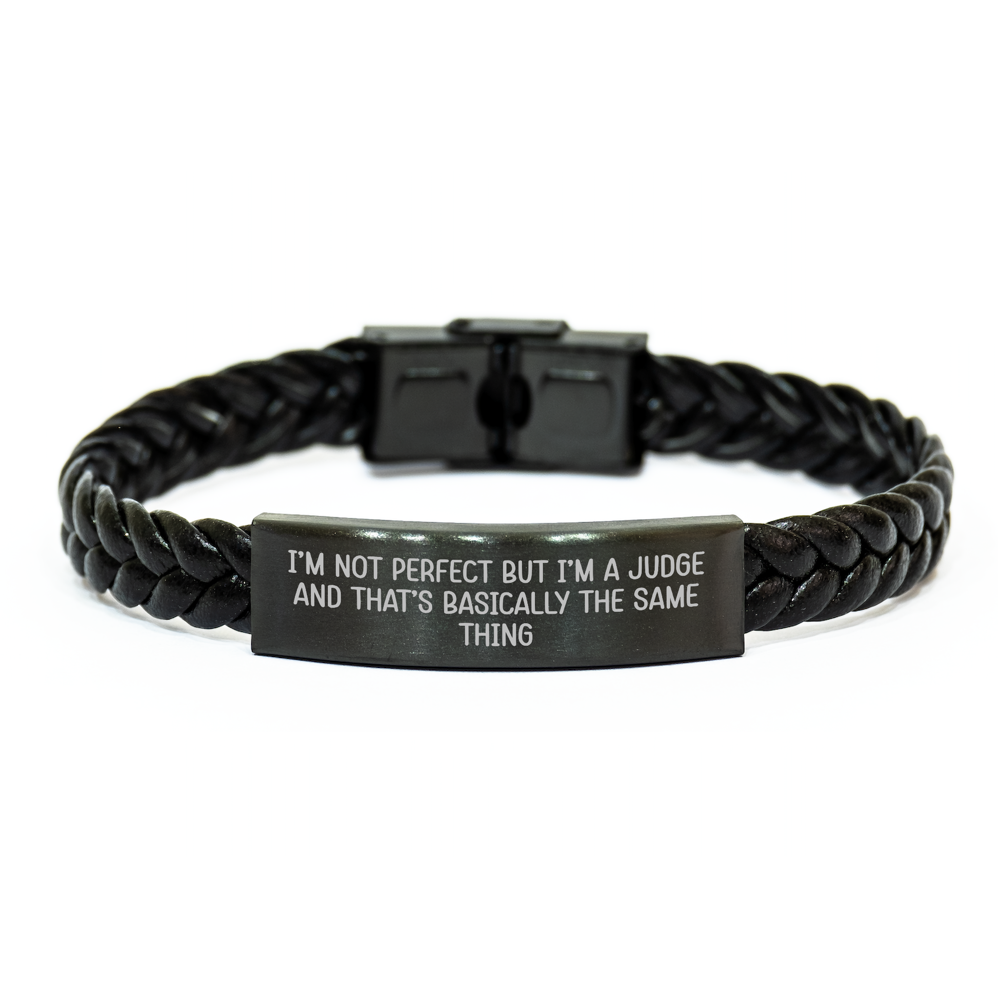Funny Judge Gifts, Interlaced Leather Bracelet for Men, Women, Friends, Coworkers, Family - 'I'm Not Perfect But I'm A Judge And That's Basically The Same Thing', Graduation Unique Gifts - Image 1