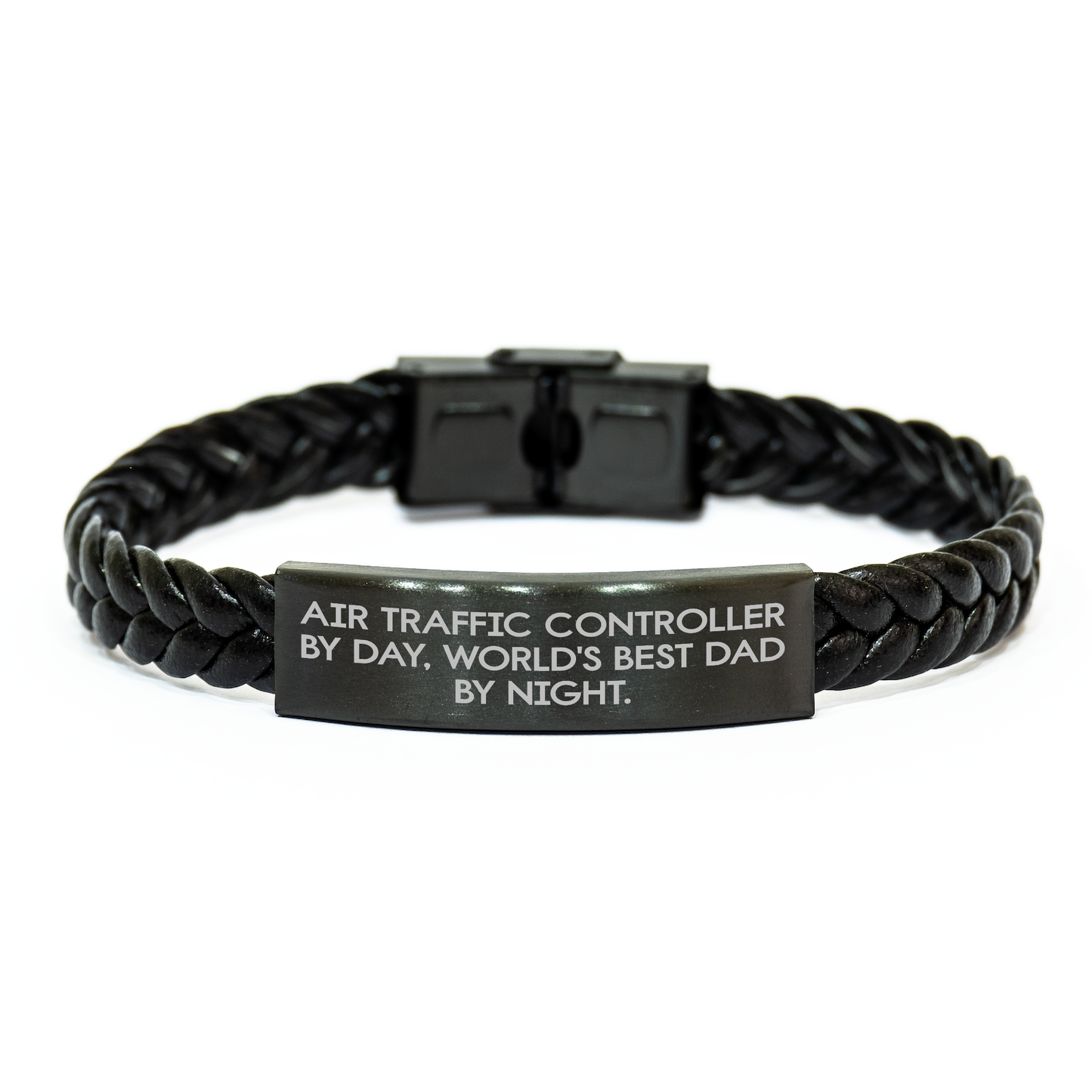 Air Traffic Controller Gifts, Funny Quote Interlaced Leather Bracelet for Men, Graduation Unique Gifts from Dad to Air Traffic Controller - Image 1