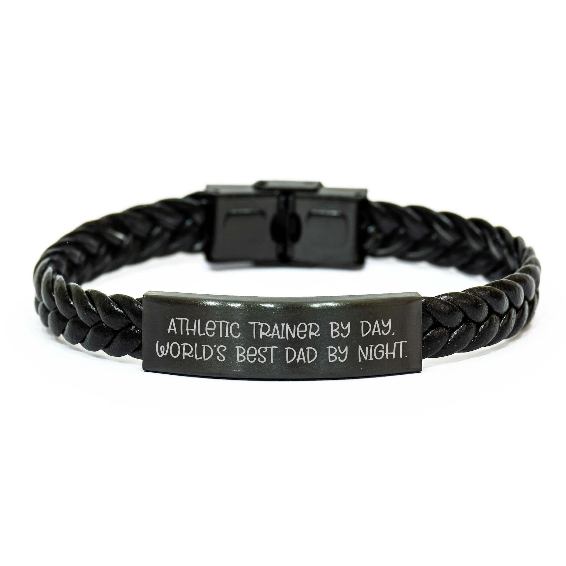 Athletic Trainer Gifts from Dad - Funny Quote Interlaced Leather Bracelet for Men, Gifts for Athletic Trainers, Graduation Unique Gifts - Image 1