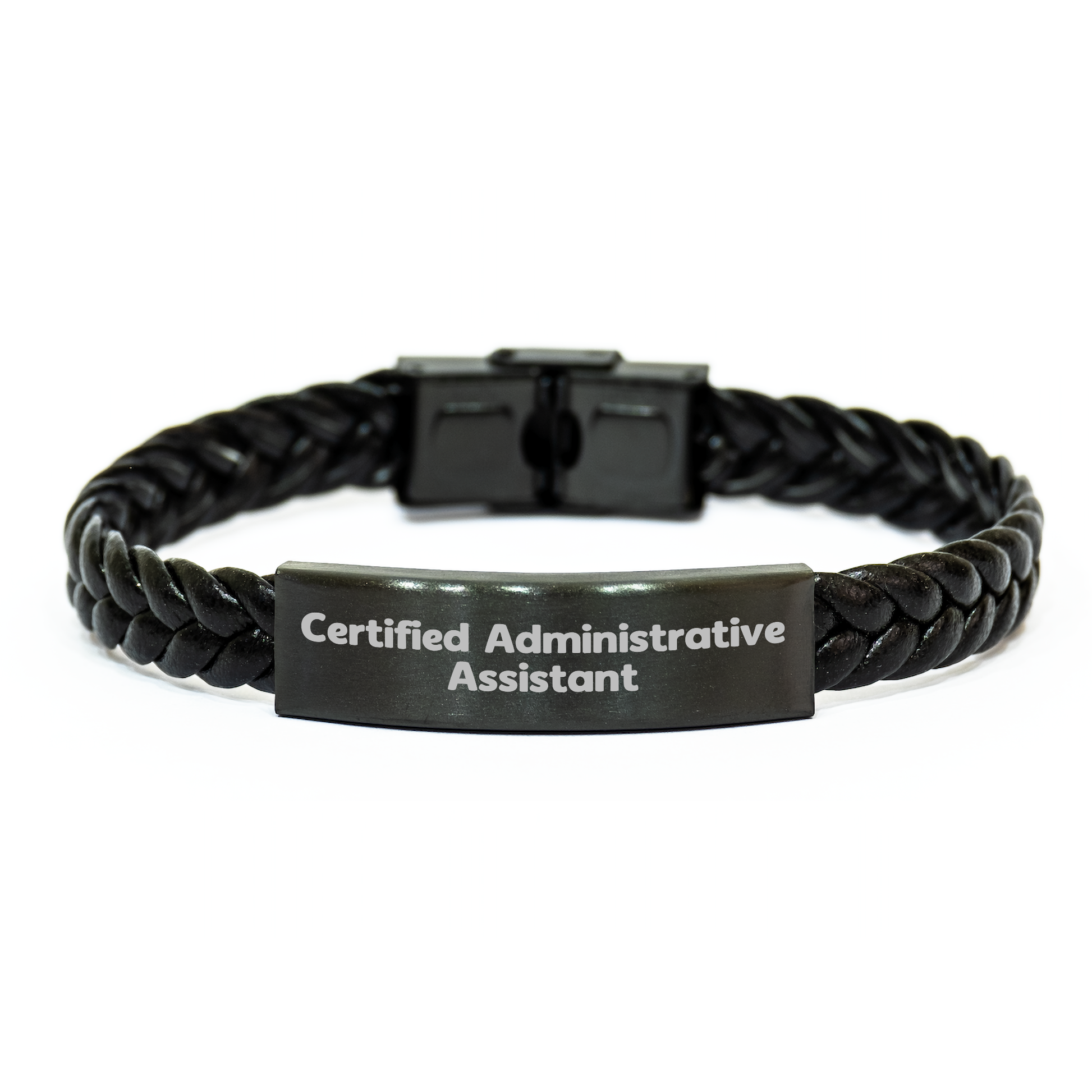 Funny Quote Certified Administrative Assistant Gifts Interlaced Leather Bracelet for Men, Unique Father's Day Present from Friends, Coworkers, or Family, 'You're the Mac to My Cheese' - Image 1