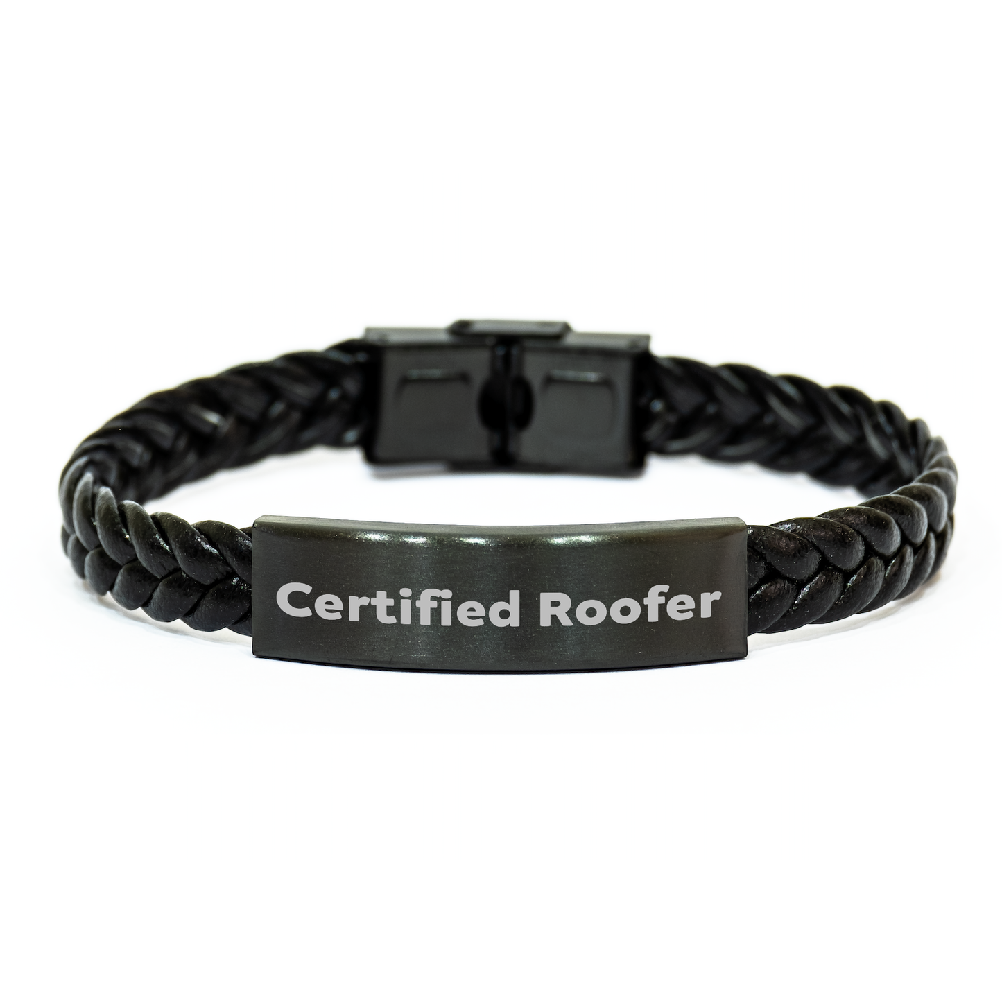 Funny Quote Certified Roofer Gifts from Men for Father's Day Interlaced Leather Bracelet - Image 1