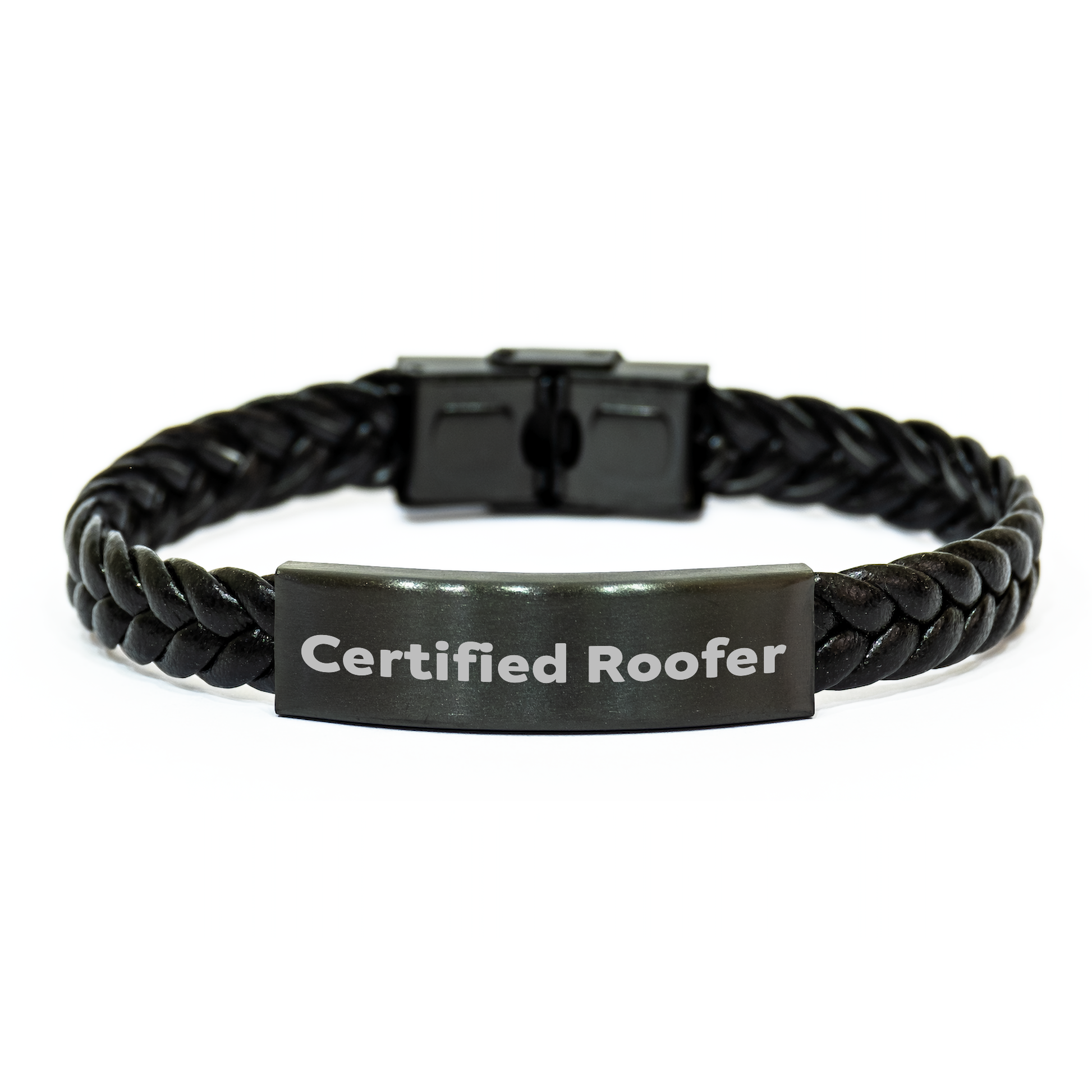 Funny Quote Certified Roofer Gifts from Men for Father's Day Interlaced Leather Bracelet - Image 1