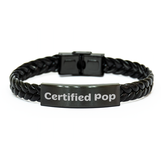 Funny Pop Certified Quote Interlaced Leather Bracelet Gifts for Men and Women on Father's Day - Image 1