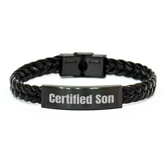 Funny Son Quotes Interlaced Leather Bracelet Gifts from Men to Son for Father's Day Unique Accessories - Image 1