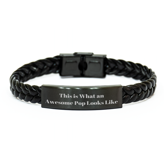 Funny Pop Gifts from Men to Friends - Interlaced Leather Bracelet for Father's Day, This Is What An Awesome Pop Looks Like - Image 1