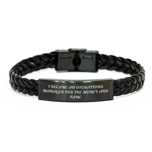 Operations Manager Funny Quote Interlaced Leather Bracelet, Gifts from Friends to Operations Manager, Unique Graduation Gifts - Image 1