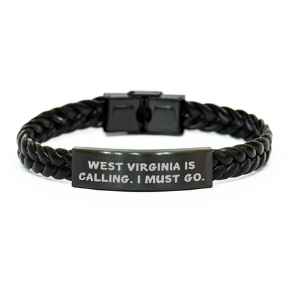 West Virginia Calling Interlaced Leather Bracelet Gift for Her from Men - Inspirational Quote for Mom's Day - Image 1