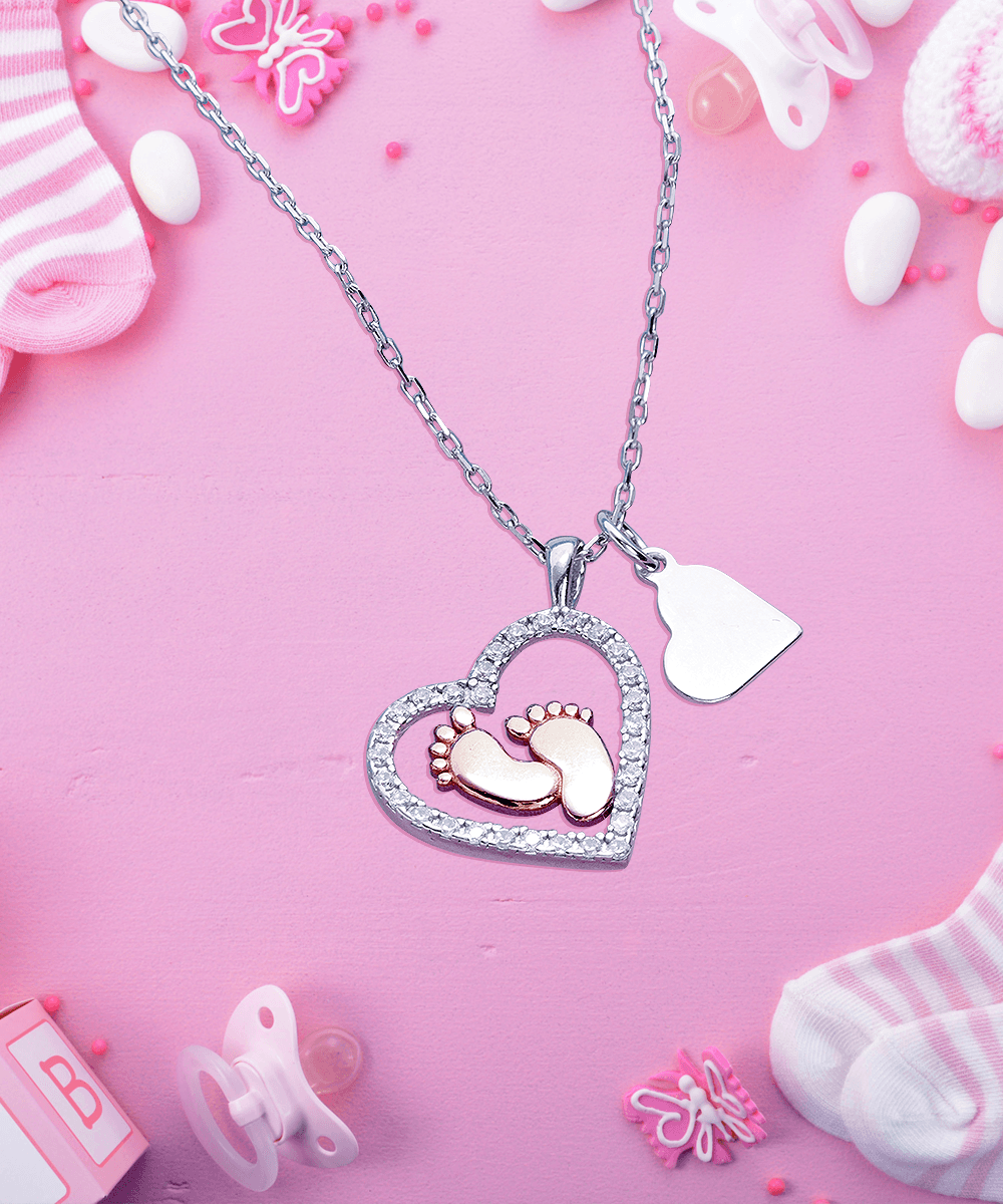 Dear Mommy Wear this Necklace You are Doing an Incredible Job Baby Feet Pendant Necklace - Mallard Moon Gift Shop