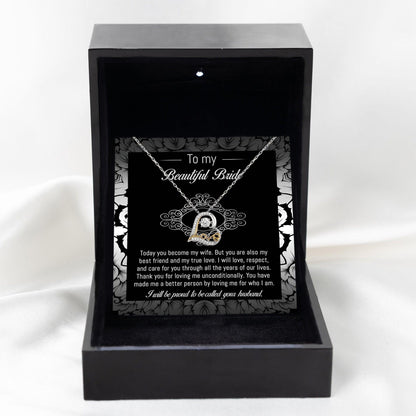 Bride Wedding Day Gift - My True Love - Love Dancing Heart Pendant Necklace - Mallard Moon Gift Shop