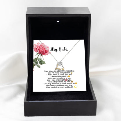 Apology Gift for Her - I'm Sorry, Please Forgive Me, Let's Hug It Out - Love Dancing Heart Pendant Necklace - Mallard Moon Gift Shop