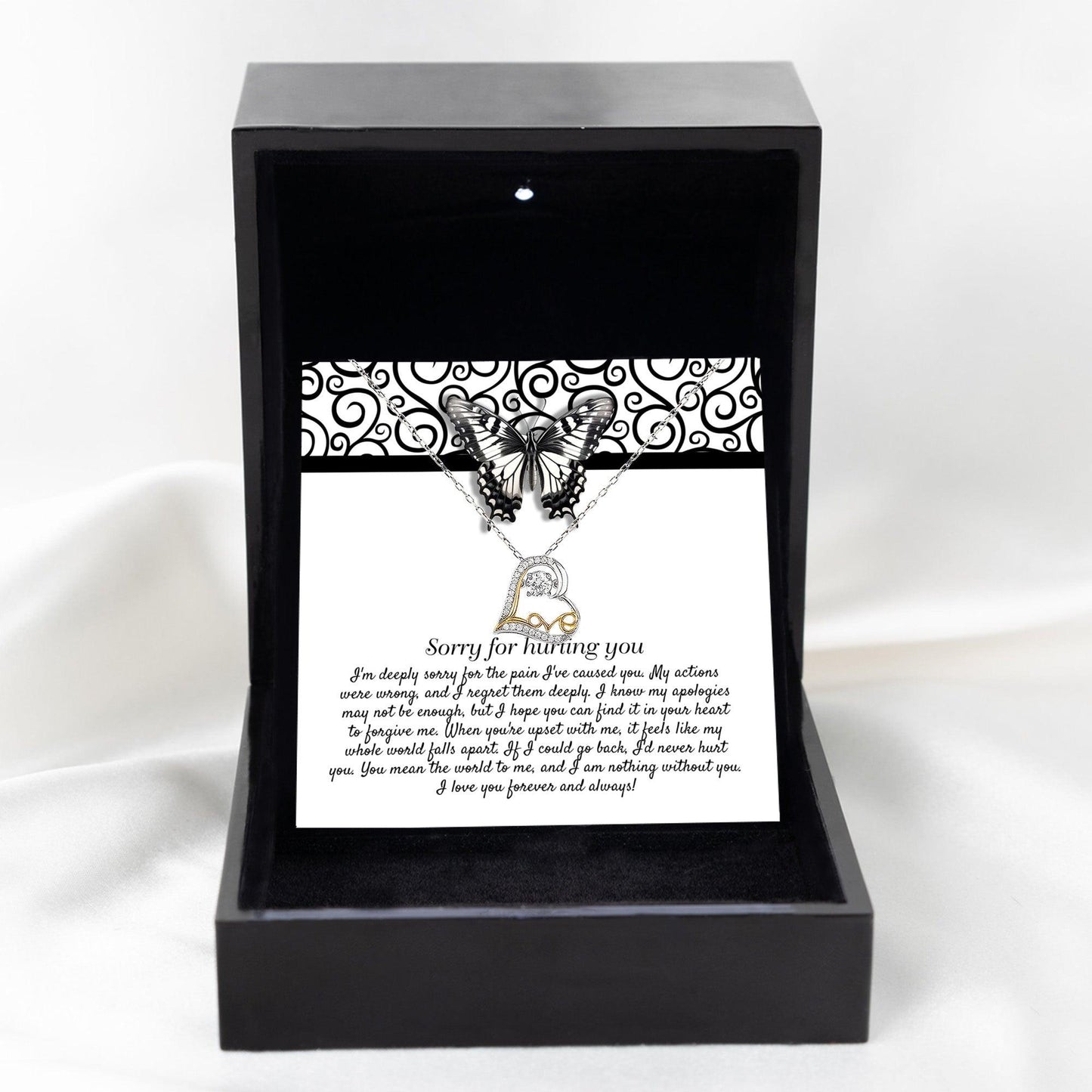 Apology Gift - Sorry for Hurting You - I am Nothing Without You - Love Dancing Heart Pendant Necklace - Mallard Moon Gift Shop