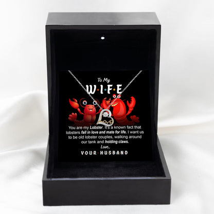 To My Wife - Old Lobster Couples Mate for Life Love Dancing Heart Pendant Necklace - Mallard Moon Gift Shop