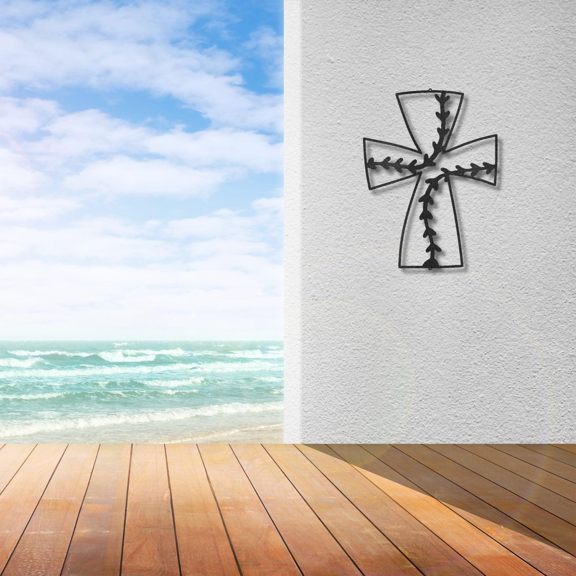 Faith In Baseball Cross Metal Art Wall Sign - Mallard Moon Gift Shop