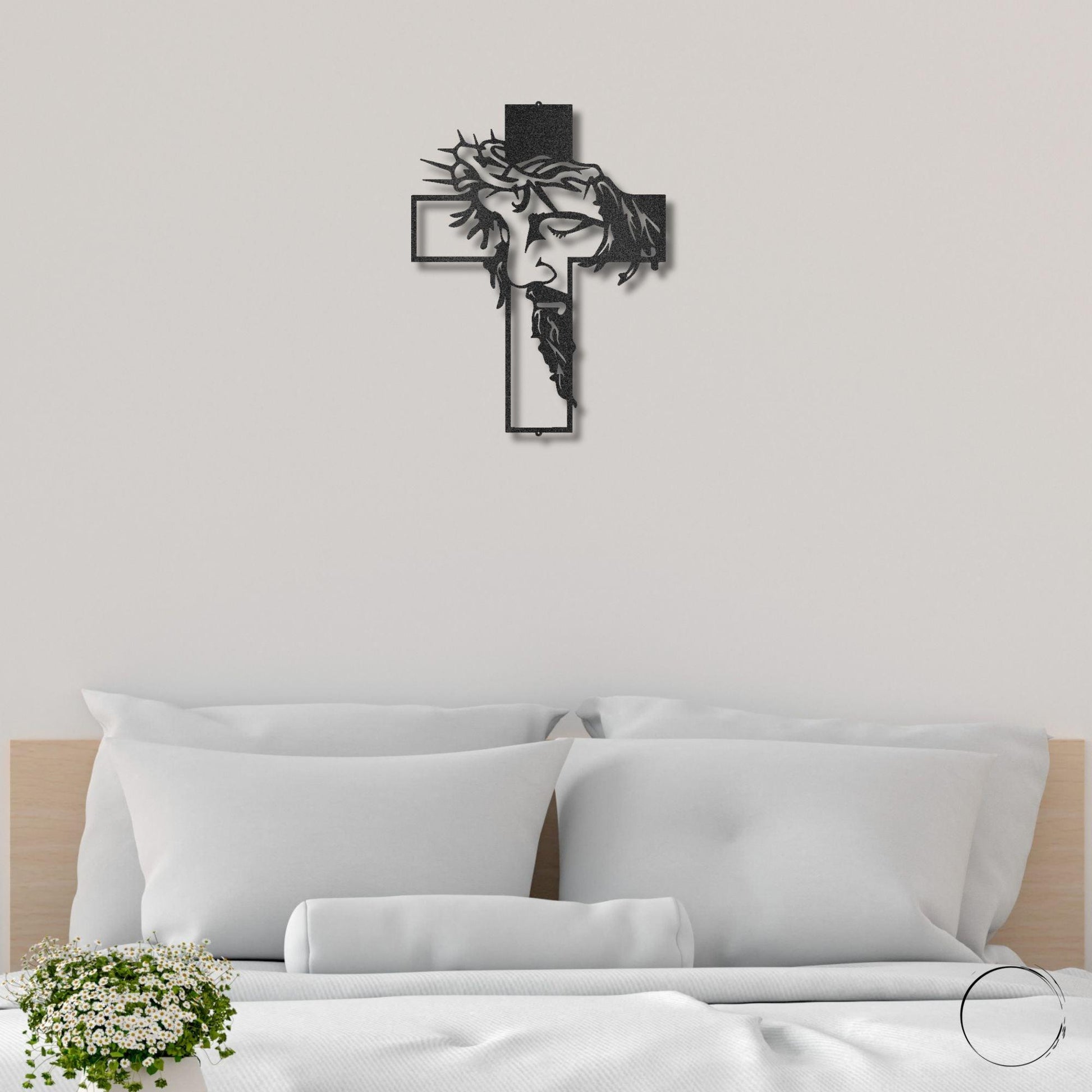 Jesus Crown of Thorns Steel Cross Sign Christian Metal Wall Decor Made in USA - Mallard Moon Gift Shop