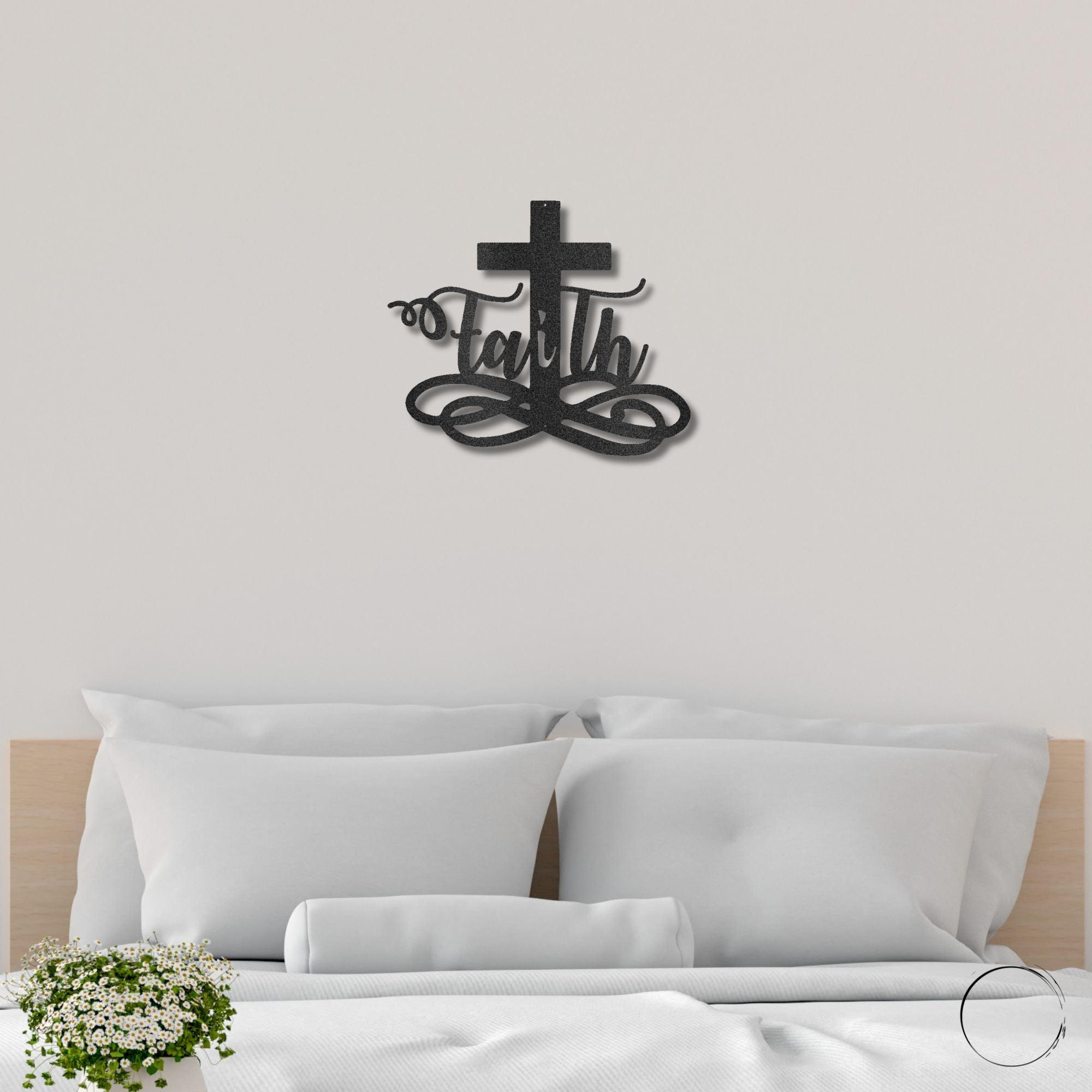 Faith Cross Metal Wall Art Spiritual Home Decor - Mallard Moon Gift Shop