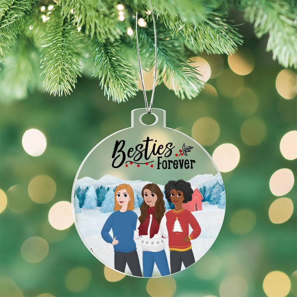 Besties Are Forever Personalized Winter Acrylic Keepsake Ornament