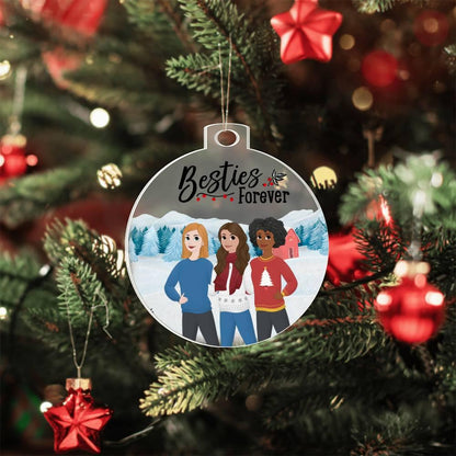 Besties Are Forever Personalized Winter Acrylic Keepsake Ornament