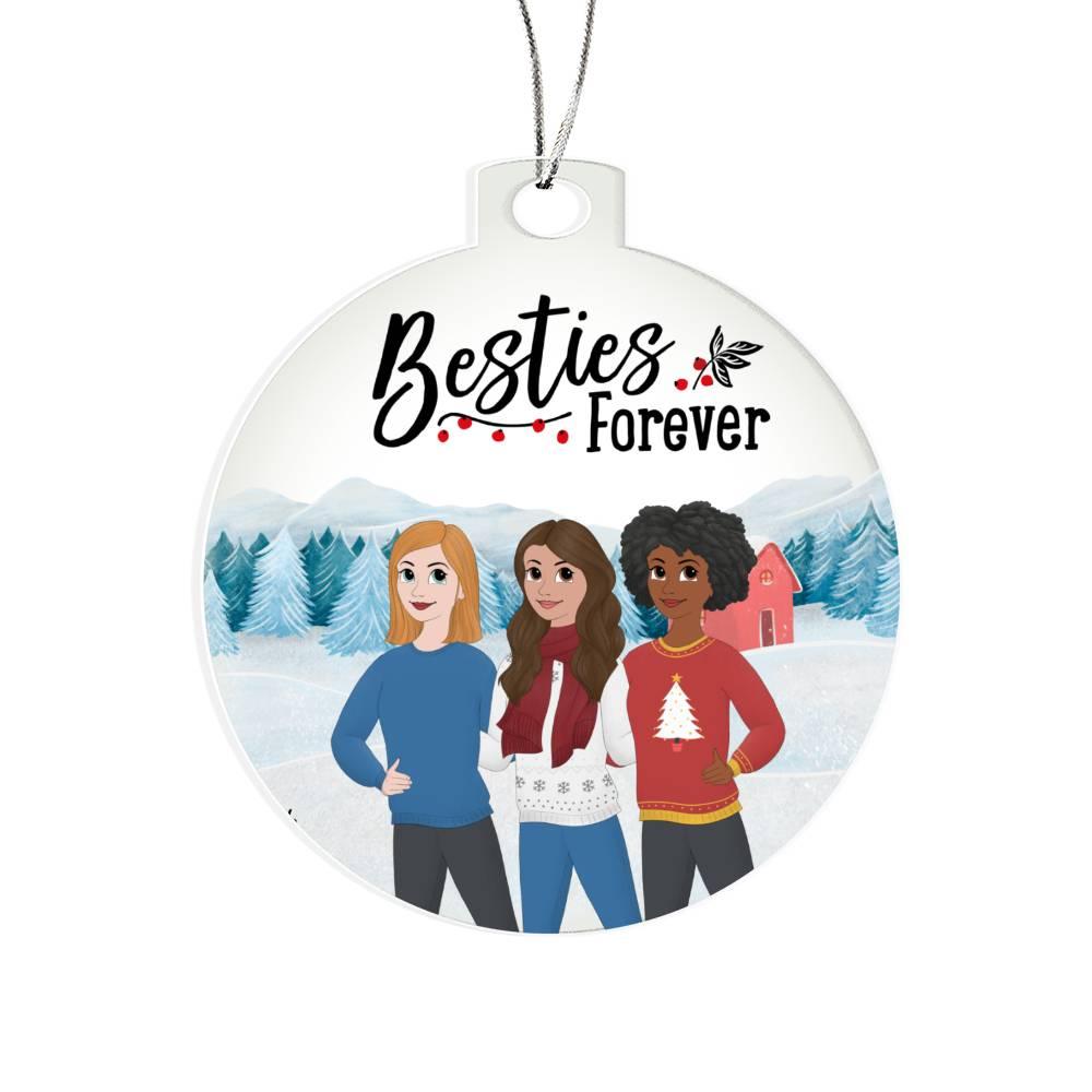 Besties Are Forever Personalized Winter Acrylic Keepsake Ornament