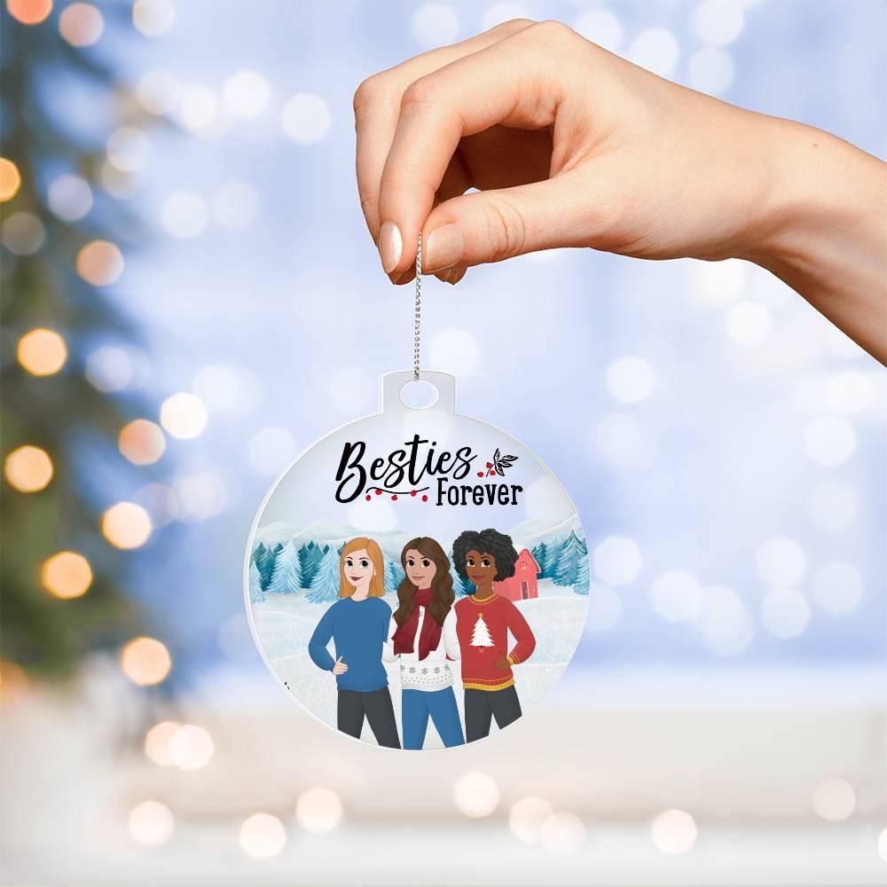 Besties Are Forever Personalized Winter Acrylic Keepsake Ornament